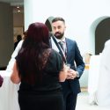 Two people talking