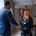 Man and woman shaking hands